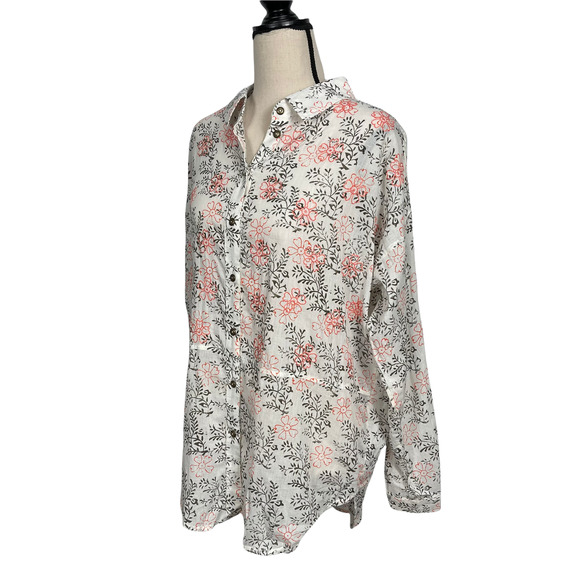 Anthropologie Button Front Floral Embroidered Semi-Sheer Top Size XS/S - Picture 5 of 11